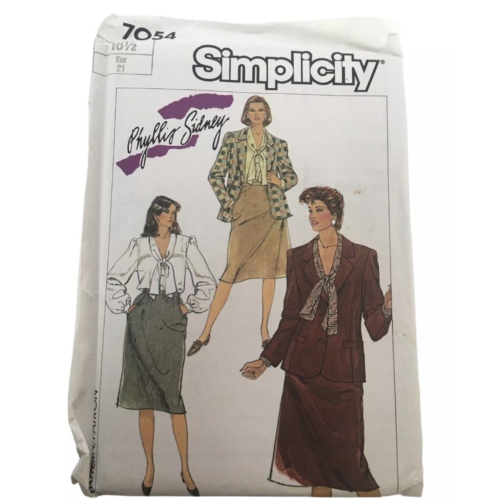 Simplicity 7054 Sewing Pattern Phyllis Sidney Skirt Jacket Blouse Size 24.5 UC